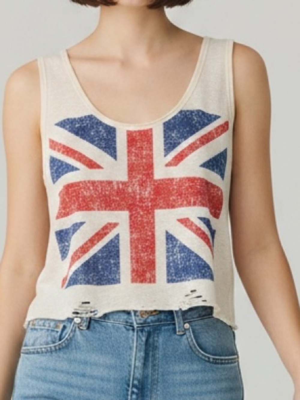 The Classic women’s Open-Knit tank top Union Jack graphic sz S
